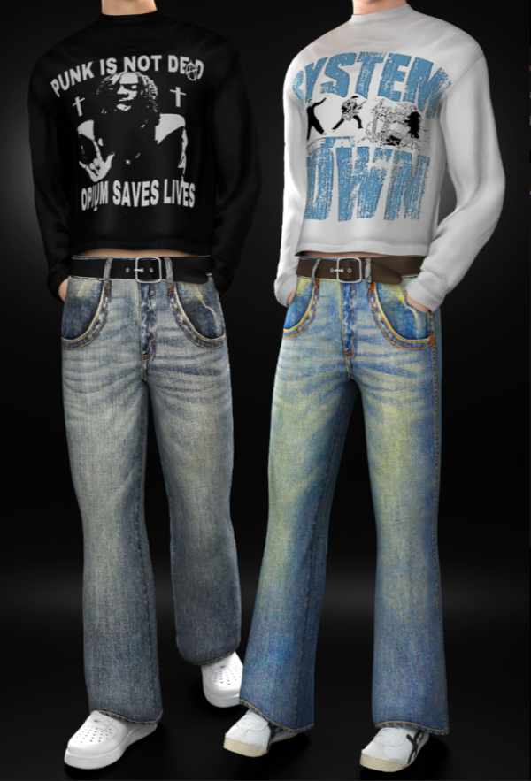 Alpha JEAN BOOTCUT AND SWEAT by whimp - The Sims 4 Custom Content