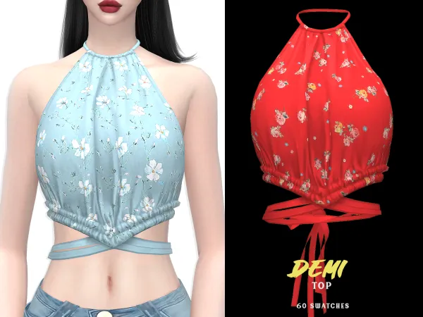 Alpha Demi Top by grafity-cc - The Sims 4 Custom Content