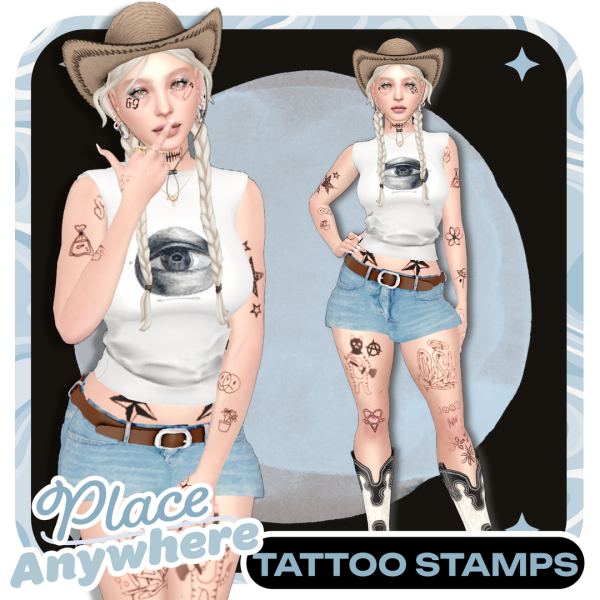 Mix PLACE ANYWHERE TATTOO STAMP SET [NO RAGRETS] by simsfinds - The Sims 4 Custom Content
