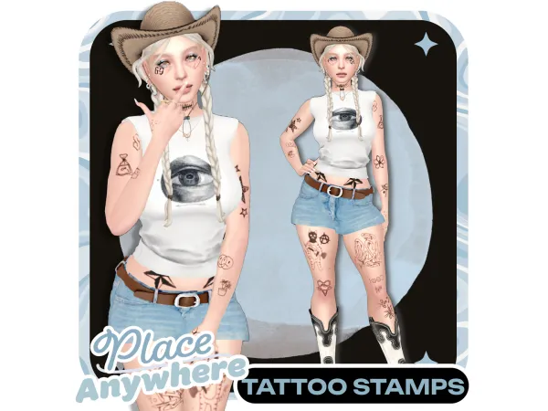 Mix PLACE ANYWHERE TATTOO STAMP SET [NO RAGRETS] by angophorasims - The Sims 4 Custom Content