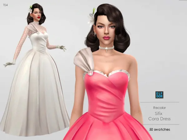 Alpha Sifix Cora Dress RC by elfdor - The Sims 4 Custom Content