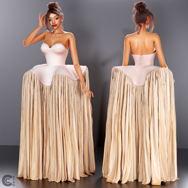 Alpha Peplum Gown with Gauzy Skirt cool_content_star by cool_content_star - The Sims 4 Custom Content