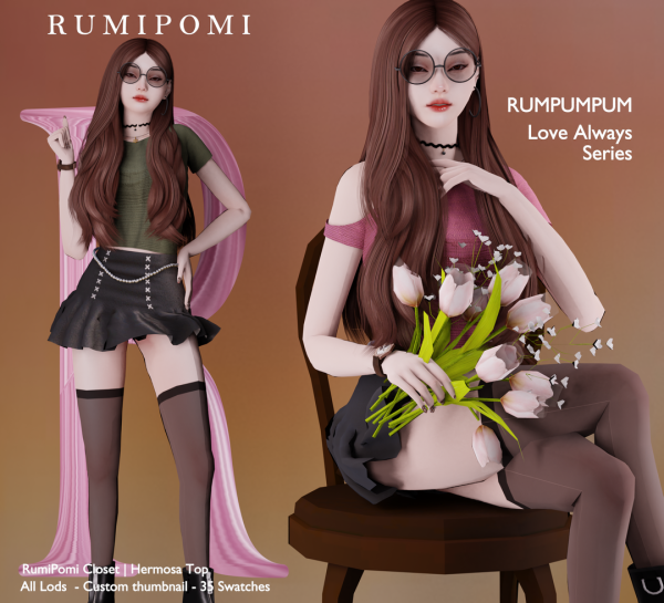 Alpha Rumpumpum_Hermosa Top by rumi_pomi - The Sims 4 Custom Content