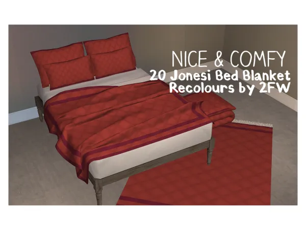 2fingerswhiskey Nice Comfy 20 Jonesi Bed Blanket Recolours by simsfinds - The Sims 2 Custom Content