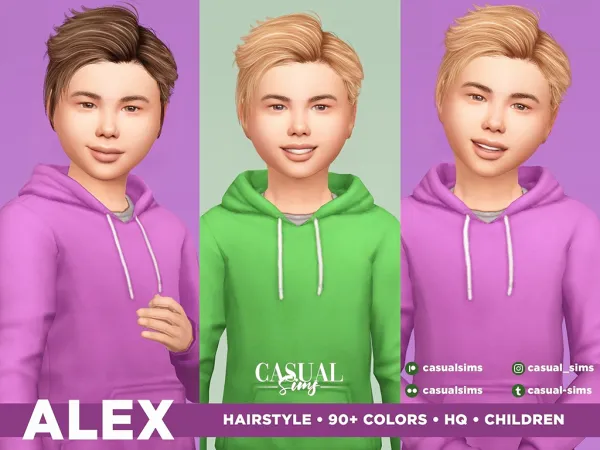 Alpha Alex Hairstyle Children by casualsims - The Sims 4 Custom Content