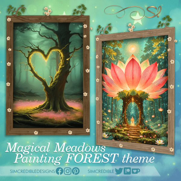 Alpha Magic Meadows Painting Forest by simcredible - The Sims 4 Custom Content