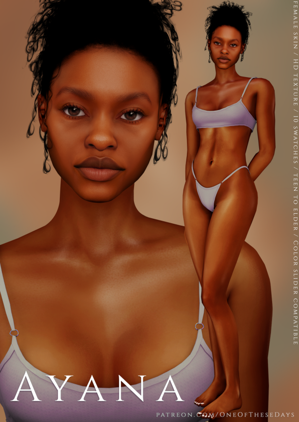 Alpha Ayana SKIN ( lipstick tray files) by oneofthesedays - The Sims 4 Custom Content