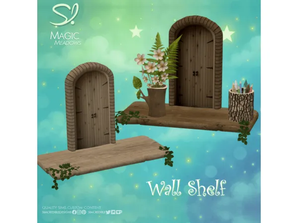 Alpha Magic Meadows Wall Shelf - The Sims 4 Custom Content