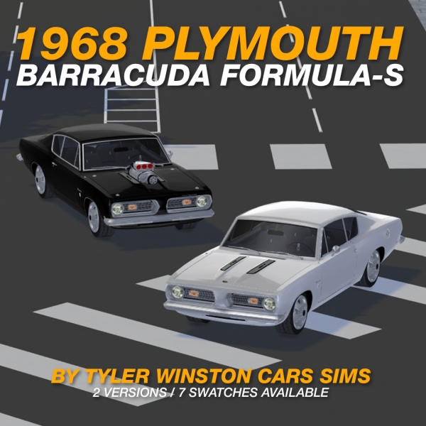 Alpha Tyler Winston Cars 1968 Plymouth Barracuda Formula S by tylerwcars - The Sims 4 Custom Content