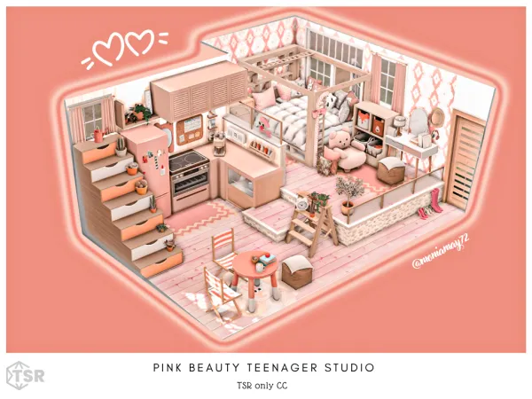 Alpha Pink Beauty Teennager Studio by moniamay72 - The Sims 4 Custom Content