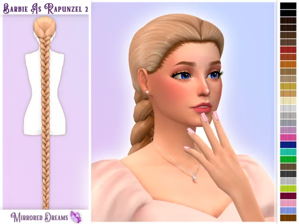 Maxis Match Barbie As Rapunzel Hair 2 by mirroreddreamscc - The Sims 4 Custom Content
