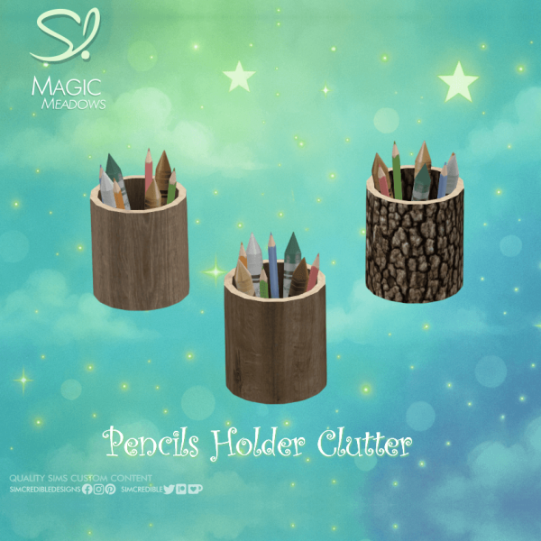 Mix Magic Meadows Pencils Holder by simcredible - The Sims 4 Custom Content