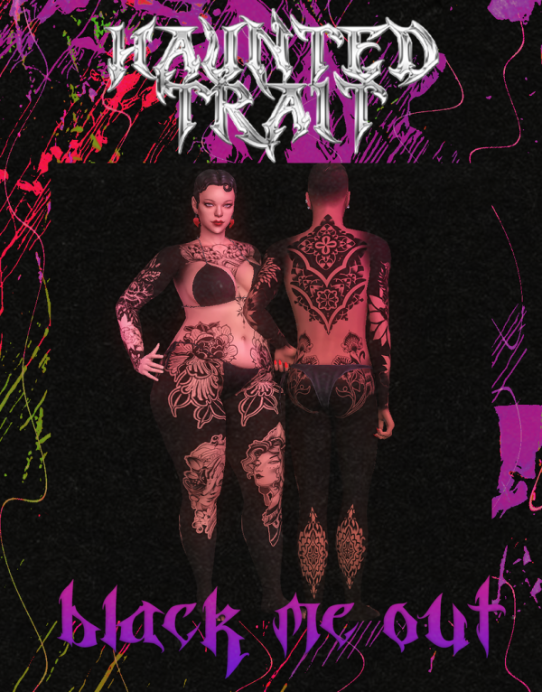Mix BLACK ME OUT a set of fullbody tattoos by simsfinds - The Sims 4 Custom Content