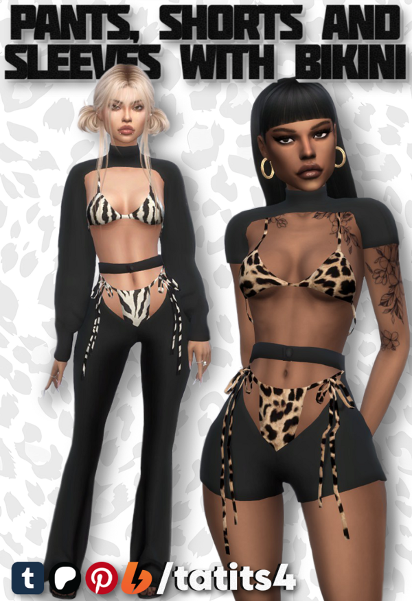 Alpha Pants shorts and sleeves with bikini by tatits4 - The Sims 4 Custom Content