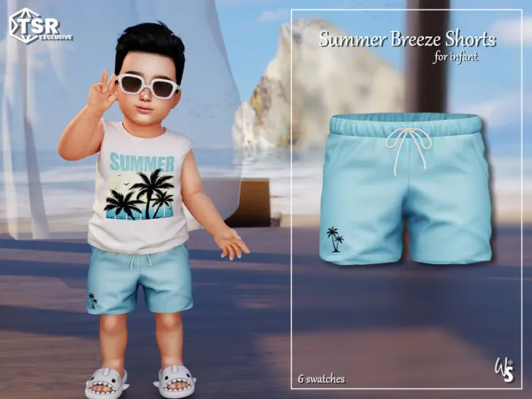 Alpha Summer Breeze Shorts (infant) by wisteriasims - The Sims 4 Custom Content