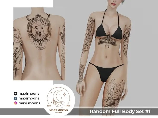 Mix Random Full Body Set Tattoos by maximoons - The Sims 4 Custom Content