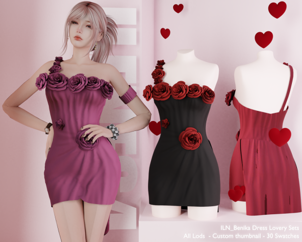 Alpha ILN Benika Dress by ilenes4 - The Sims 4 Custom Content