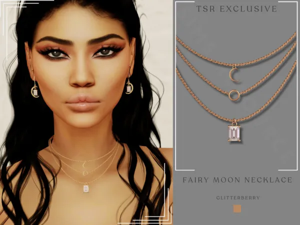 Mix Fairy Moon Layered Necklace by glitterberrysims - The Sims 4 Custom Content