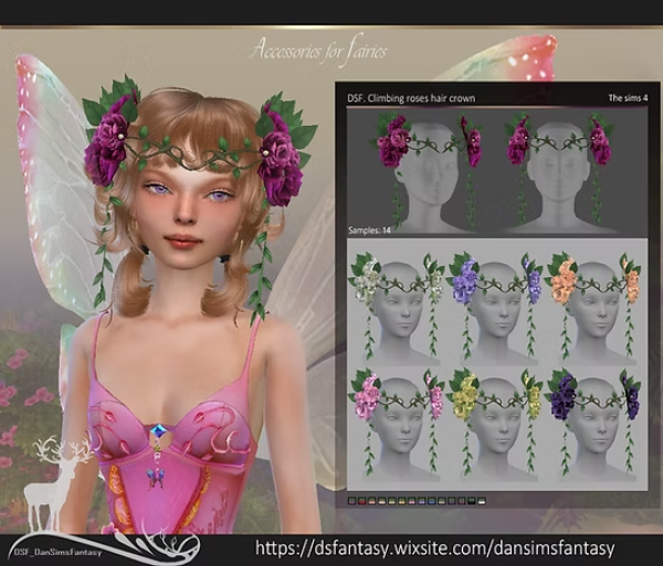 Alpha DSF Climbing roses hair crown by simsfinds - The Sims 4 Custom Content