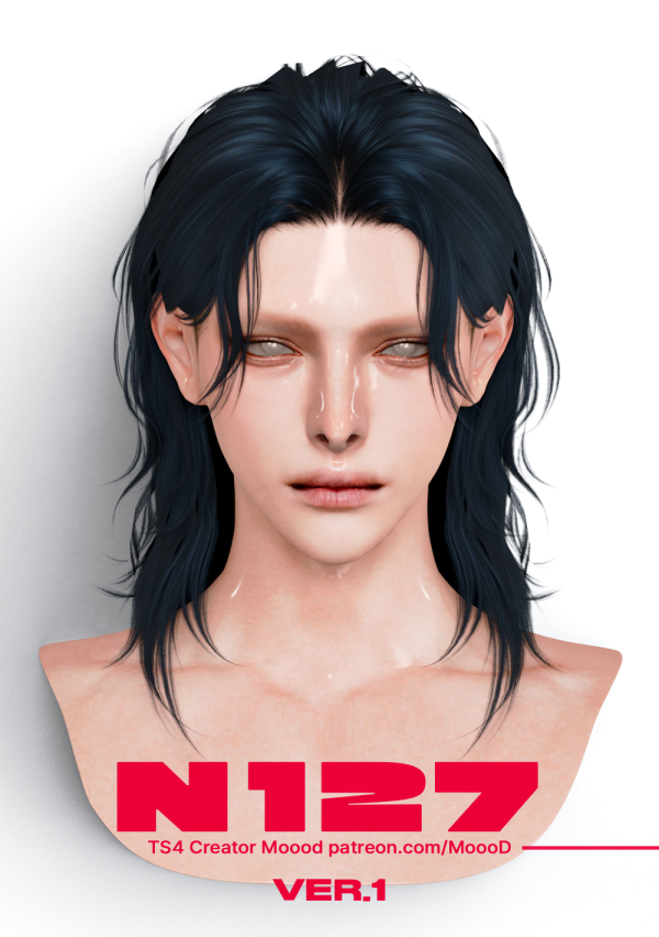 Alpha MoooD Hair N127 VER1 by simsfinds - The Sims 4 Custom Content
