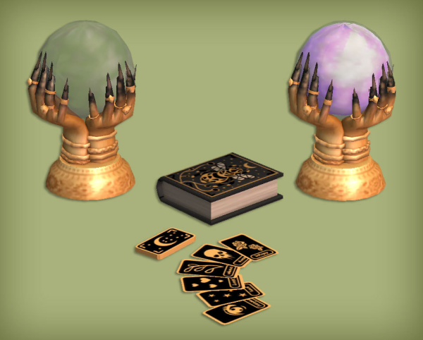 jacky93sims Divinify Crystal Ball Magic Book and Tarrot Cards by simsfinds - The Sims 2 Custom Content