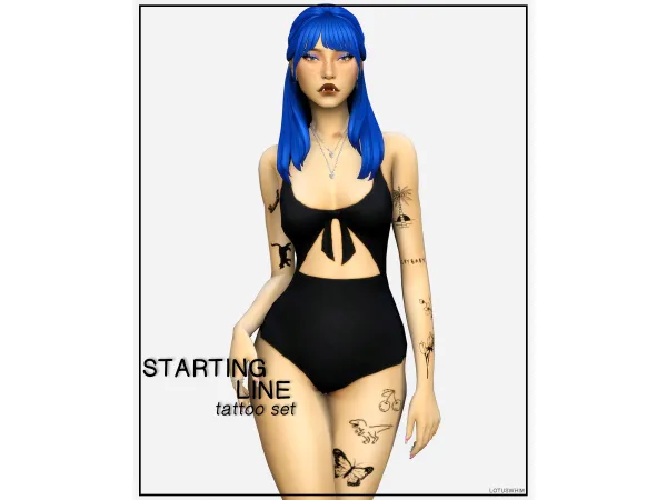 Mix Starting Line Tattoo Set - The Sims 4 Custom Content
