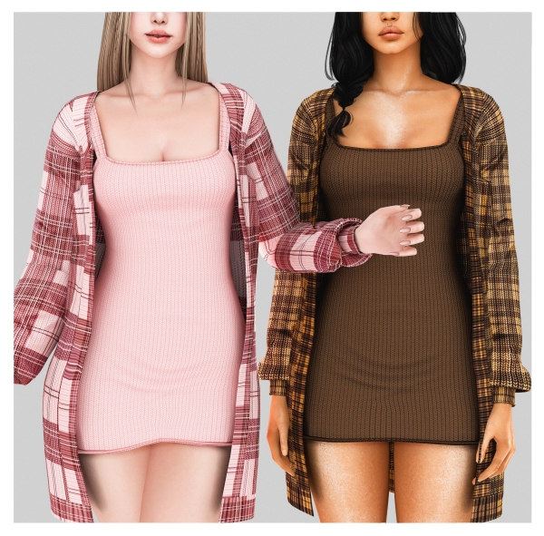 Mix Hailey Dress With Cardigan by unknown66irl - The Sims 4 Custom Content