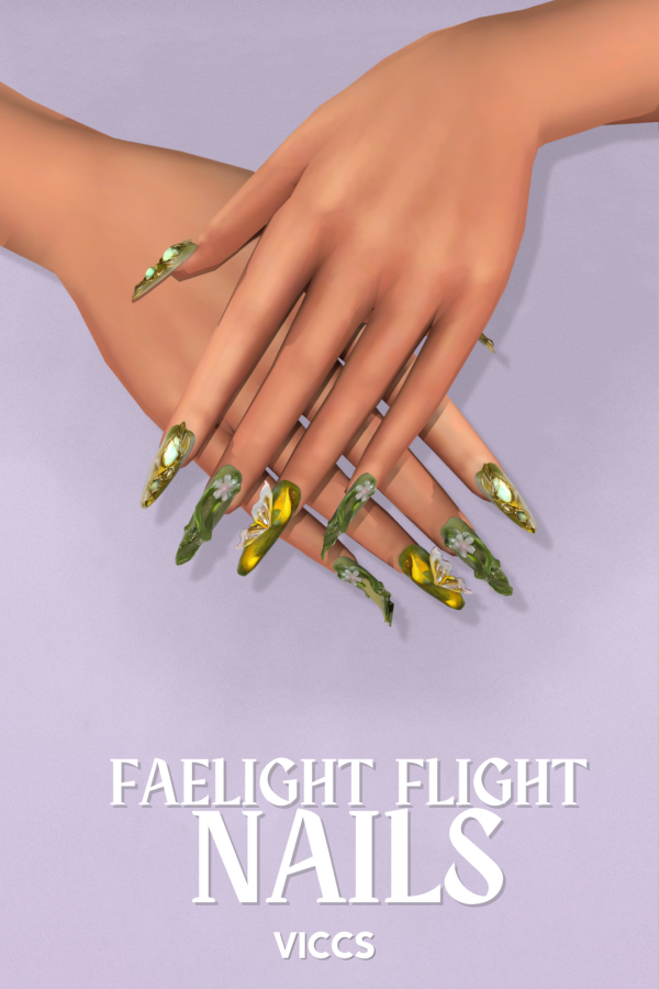 Mix VICCS_FAELIGHT FLIGHT NAILS (TEEN ELDER) by viccs - The Sims 4 Custom Content