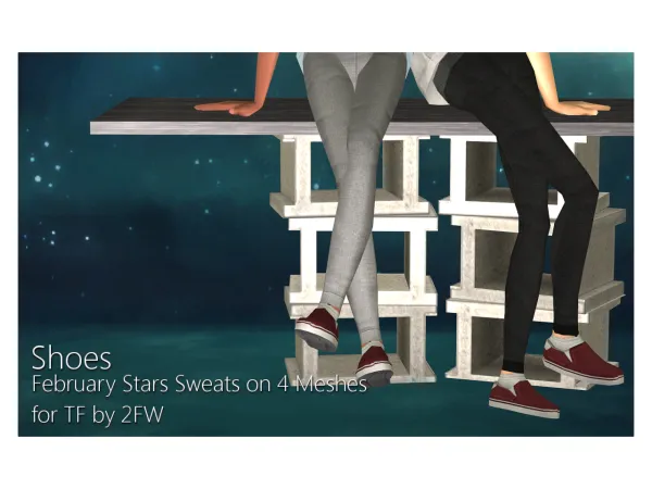 Shoes February Stars Sweats on Four Meshes for TF by simsfinds - The Sims 2 Custom Content