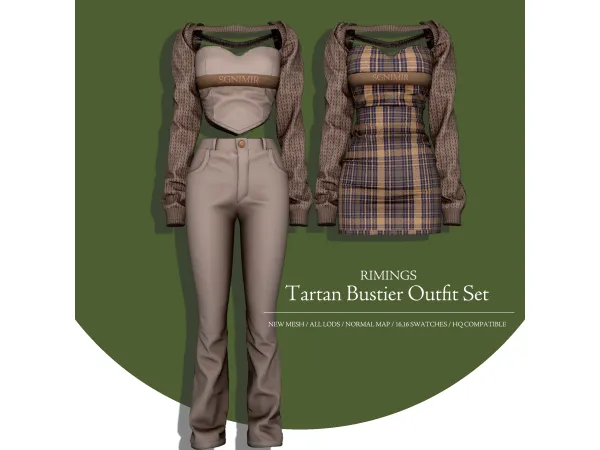 [RIMINGS] Tartan Bustier Outfit Set