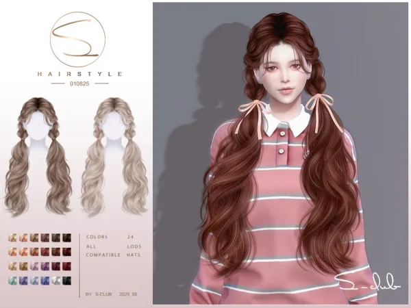 Alpha S Club_010825_Double ponytails Hairstyle by thesimsresource - The Sims 4 Custom Content