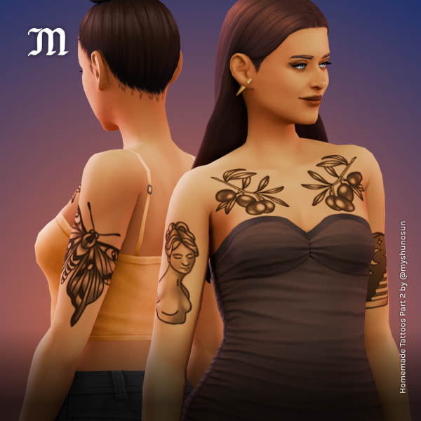 Mix Homemade Tattoos Part 2 Maxis Match tattoos by simsfinds - The Sims 4 Custom Content