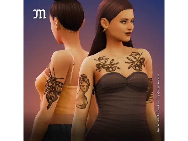 Mix Homemade Tattoos Part 2 Maxis Match tattoos by myshunosun - The Sims 4 Custom Content
