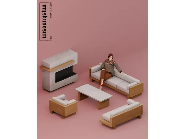 Maxis Match Mette living 6 items by myshunosun - The Sims 4 Custom Content