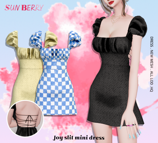 Alpha [SUNBERRY] Joy slit mini dress by simsfinds - The Sims 4 Custom Content