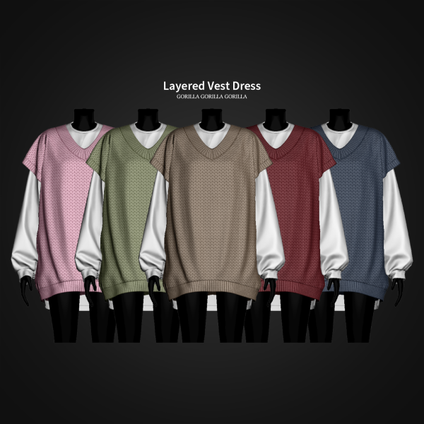 Alpha Layered Vest Dress by simsfinds - The Sims 4 Custom Content