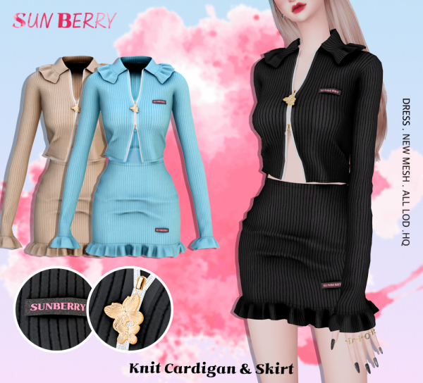 Alpha [SUNBERRY] Knit Cardigan Skirt DRESS by simsfinds - The Sims 4 Custom Content