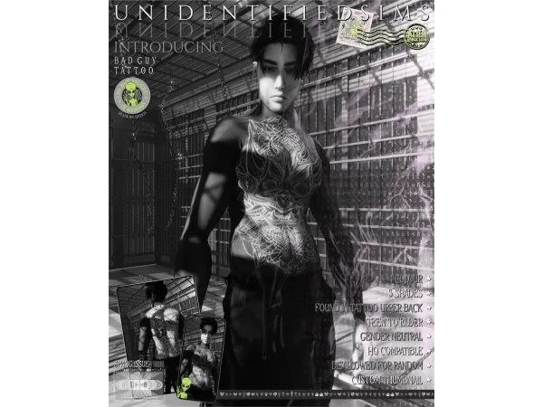 Mix bad guy tattoo - The Sims 4 Custom Content