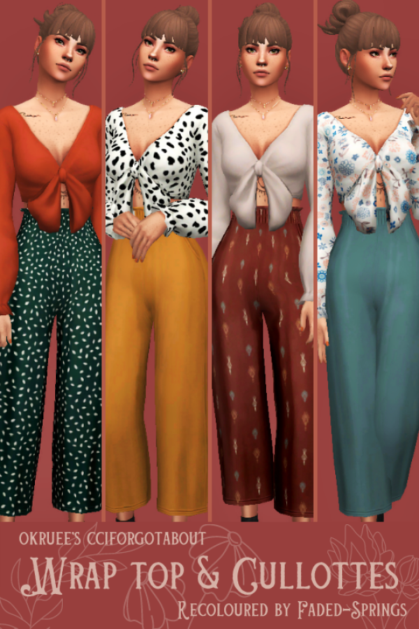 Maxis Match okruees cciforgotabout wrap top cullottes springs by simsfinds - The Sims 4 Custom Content