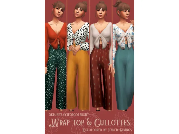 Maxis Match okruees cciforgotabout wrap top cullottes springs by faded - The Sims 4 Custom Content