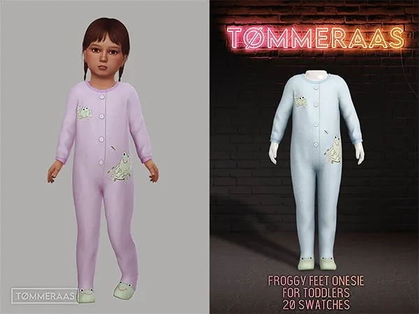 Mix Tu00d8MMERAAS Froggy Feet Onesie for Toddlers (125) - The Sims 4 Custom Content