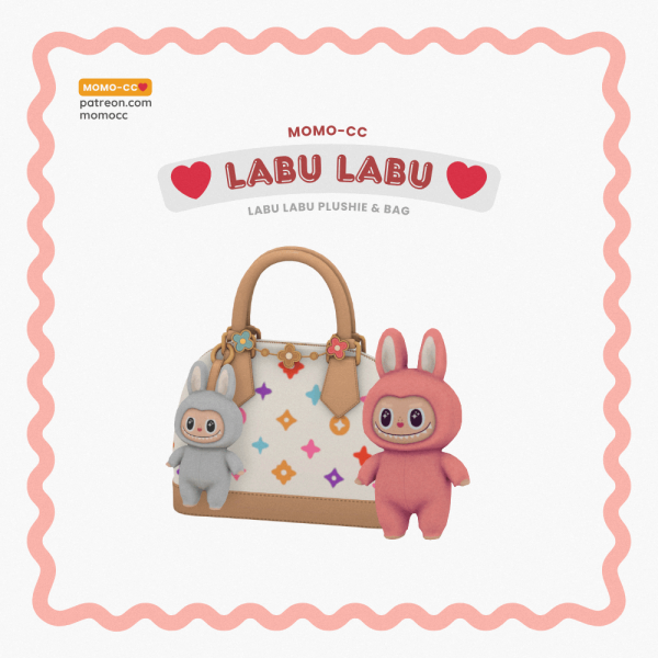Maxis Match Labubu Bag Cas Decor Plushie by simsfinds - The Sims 4 Custom Content