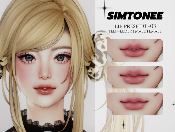 Mix Simtonee Lip Preset 01 03 by simsfinds - The Sims 4 Custom Content