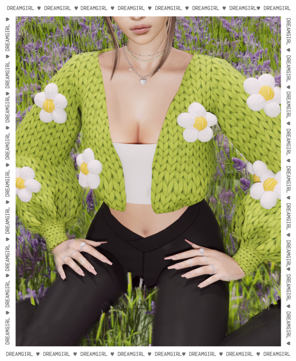 Alpha FLOWER PUFF CARDIGAN by simsfinds - The Sims 4 Custom Content