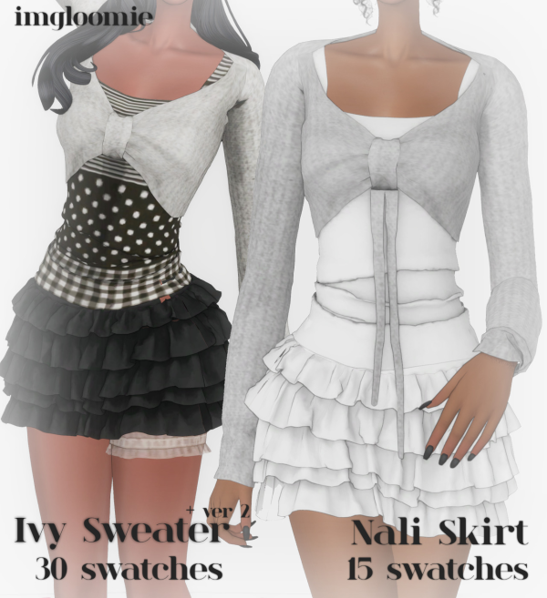 Maxis Match IVY SWEATER NALI SKIRT by simsfinds - The Sims 4 Custom Content