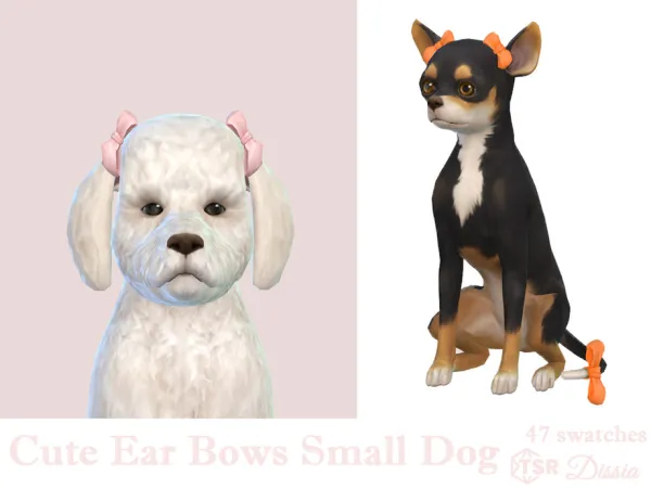 Maxis Match Cute Ear Bows Small Dogs by Dissia - The Sims 4 Custom Content
