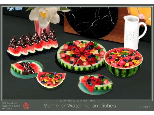 Alpha Watermelon Desserts by Somik_Severinka - The Sims 4 Custom Content