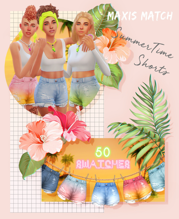 Maxis Match emmibouquet Summer Time Shorts by simsfinds - The Sims 4 Custom Content