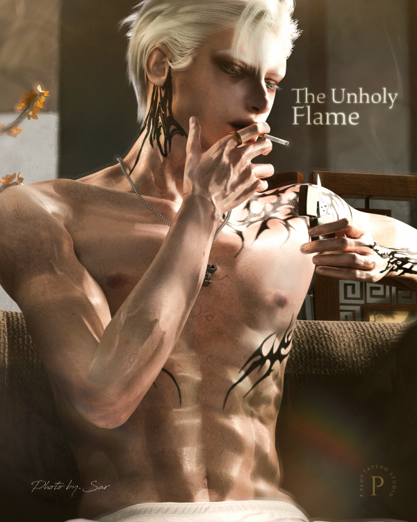 Mix PPENG Tattoo N047 The Unholy Flame HQ by simsfinds - The Sims 4 Custom Content