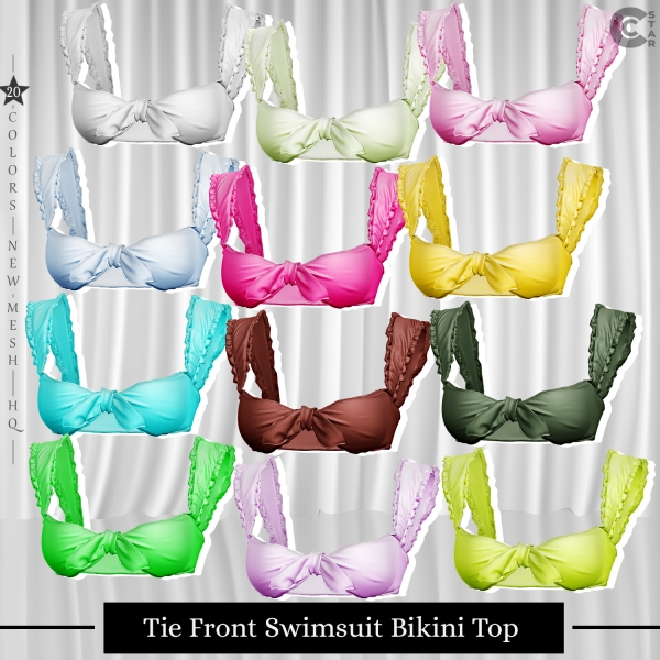 Alpha Tie Front Swimsuit Bikini Top cool_content_star by cool_content_star - The Sims 4 Custom Content